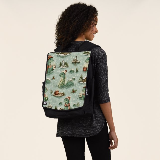 Christmas Nessie Loch Ness Monster Cosy Cryptids  Backpack (Worn)