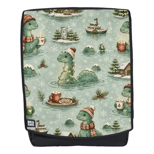 Christmas Nessie Loch Ness Monster Cosy Cryptids  Backpack (Front)