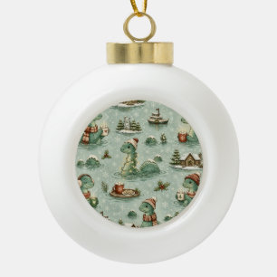 Christmas Nessie Loch Ness Monster Cosy Cryptids  Ceramic Ball Christmas Ornament