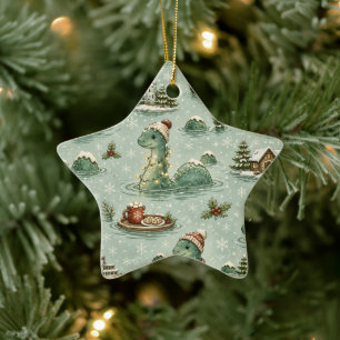 Christmas Nessie Loch Ness Monster Cosy Cryptids  Ceramic Tree Decoration