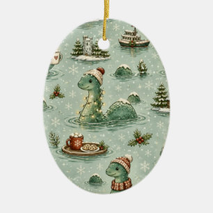 Christmas Nessie Loch Ness Monster Cosy Cryptids Ceramic Tree Decoration