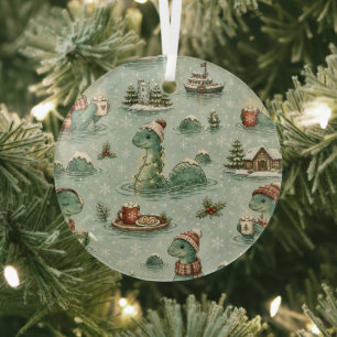 Christmas Nessie Loch Ness Monster Cosy Cryptids  Glass Tree Decoration