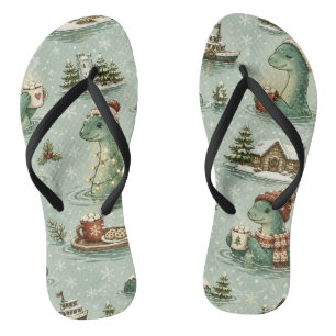 Christmas Nessie Loch Ness Monster Cosy Cryptids  Jandals