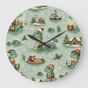 Christmas Nessie Loch Ness Monster Cosy Cryptids Large Clock