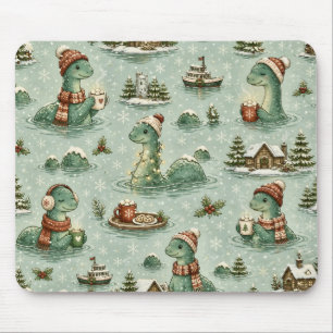 Christmas Nessie Loch Ness Monster Cosy Cryptids Mouse Pad