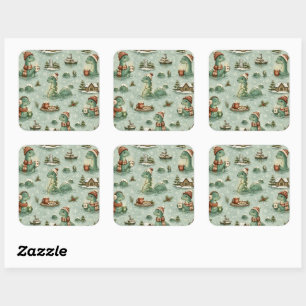 Christmas Nessie Loch Ness Monster Cosy Cryptids Square Sticker