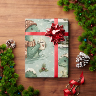 Christmas Nessie Loch Ness Monster Cosy Cryptids Wrapping Paper