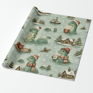 Christmas Nessie Loch Ness Monster Cosy Cryptids Wrapping Paper