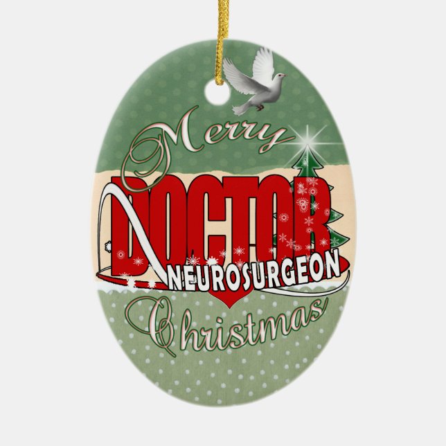 CHRISTMAS NEUROSURGEON CERAMIC TREE DECORATION (Front)