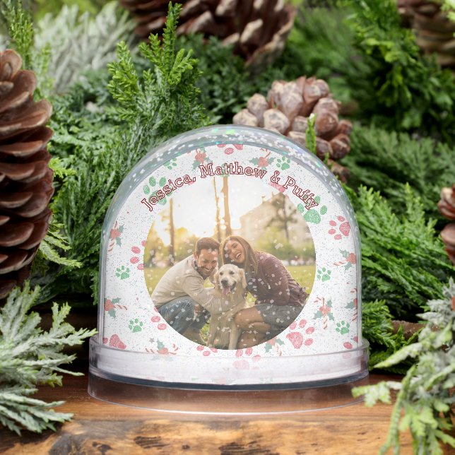 Christmas New Dog Parents Customize Photo Snowglobe (Winter)