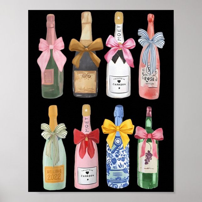 Christmas New Year Champagne Gl Coquette Bot-tle M Poster (Front)