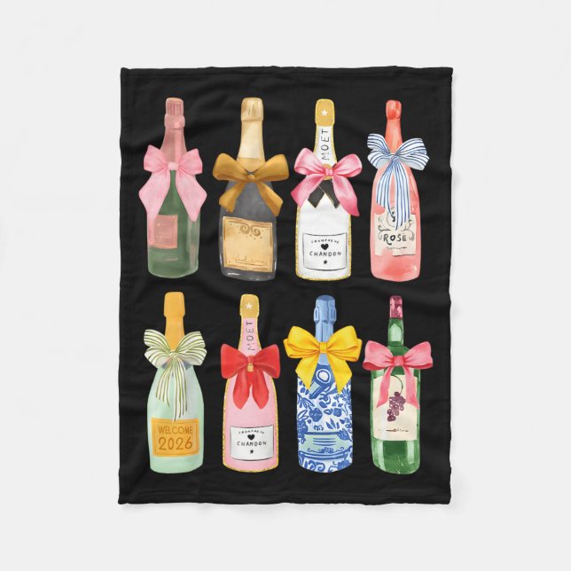 Christmas New Year Champagne Gl Coquette Bottle  Fleece Blanket (Front)