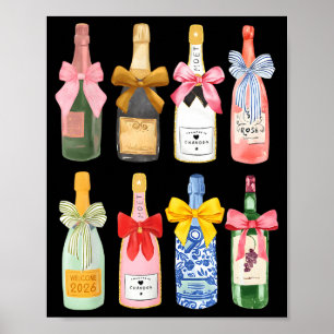 Christmas New Year Champagne Gl Coquette Bottle  Poster