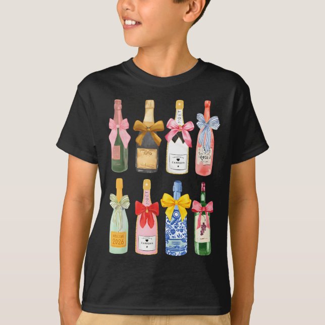 Christmas New Year Champagne Gl Coquette Bottle  T-Shirt (Front)