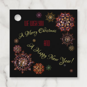 Christmas-new year- colourful and bright snowflake favour tags