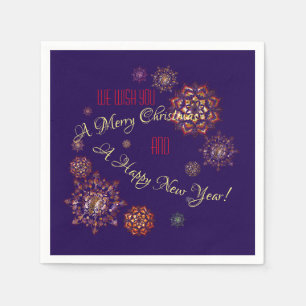 Christmas-new year- colourful and bright snowflake napkin