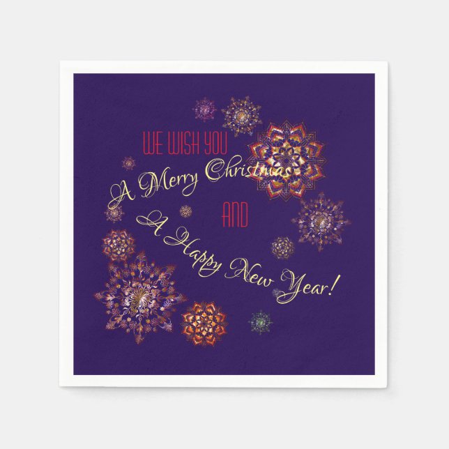 Christmas-new year- colourful and bright snowflake napkin (Front)