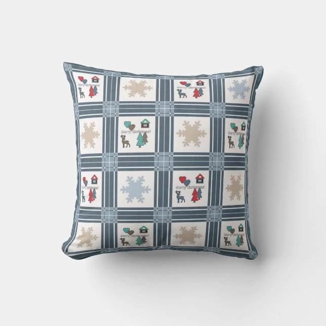 Christmas, new year, deer cushion (Front)