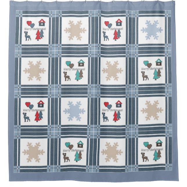 Christmas, new year, deer, winter shower curtain (Front)