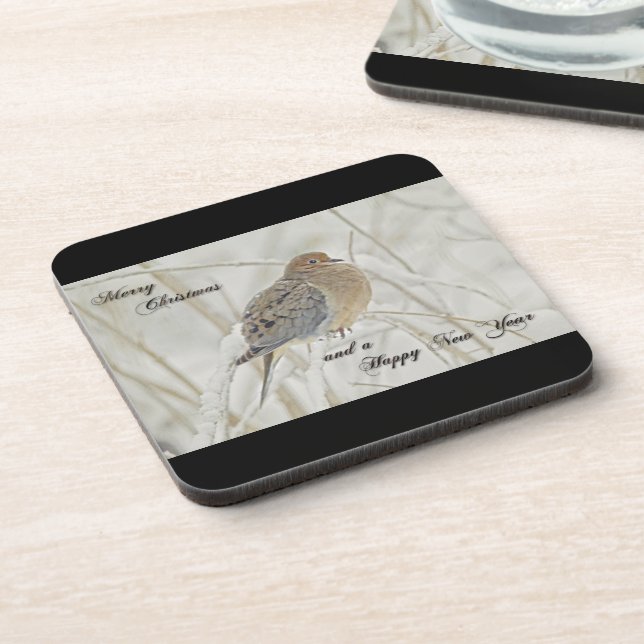 Christmas & New Year Greeting - Mourning Dove Coaster (Left Side)