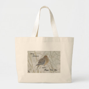 Christmas & New Year Greeting - Mourning Dove Large Tote Bag