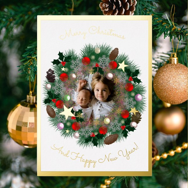 Christmas & New Year greetings, photo in a wreath (Creator Uploaded)