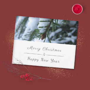 Christmas & New Year Holiday Card - Fir Tree Photo