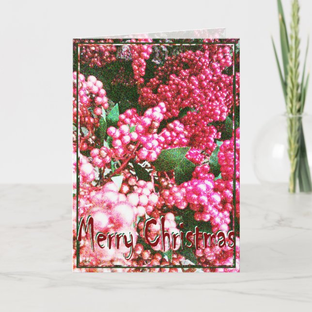 Christmas, New Year, Holiday - Holly Berries Card (Front)
