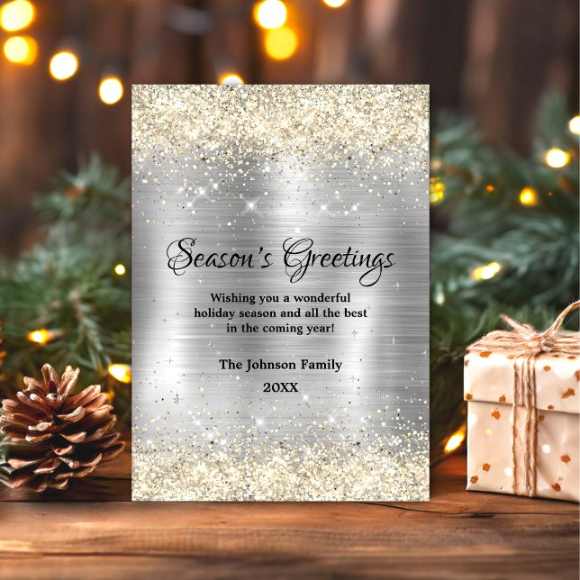 Christmas new year metallic silver gold glitter  card (Creator Uploaded)
