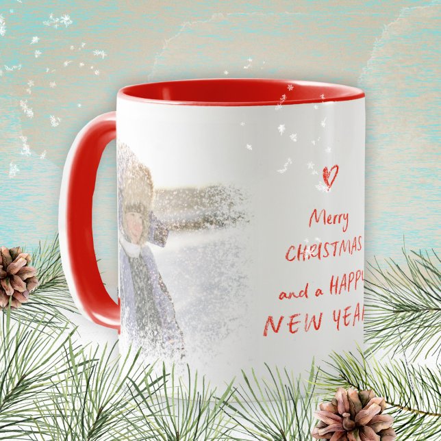 Christmas New Year Photo Snow Heart Keepsake Mug (Christmas New Year Photo Snow Heart Keepsake Mug ©Susanne Sachers - Sunny Mind Design 🌞)