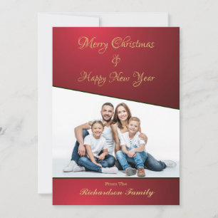Christmas New Year Poinsettia Red Photo Holiday Card