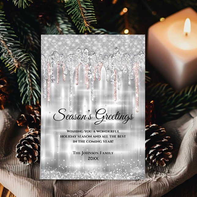 Christmas new year silver rose gold glitter drips (Creator Uploaded)