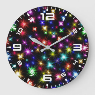 Christmas, New Year's Day Colourful Lights Large Clock