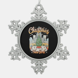 Christmas New York NY Xmas Trip Holiday Season Snowflake Pewter Christmas Ornament