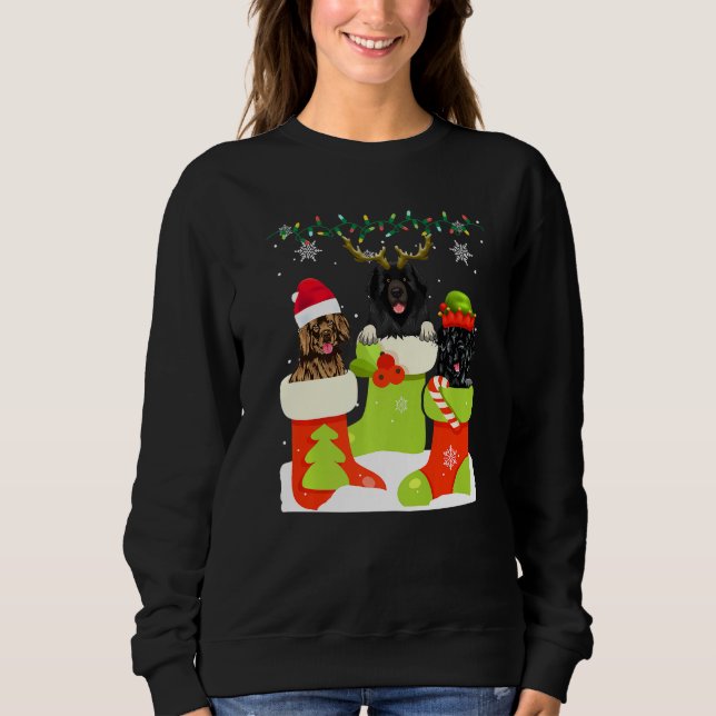 Christmas Newfoundland In Sock Xmas Reindeer Santa Sweatshirt (Front)