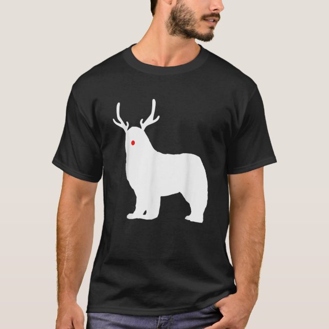 Christmas Newfoundland Reindeer Newfie Dog Gift  T-Shirt (Front)