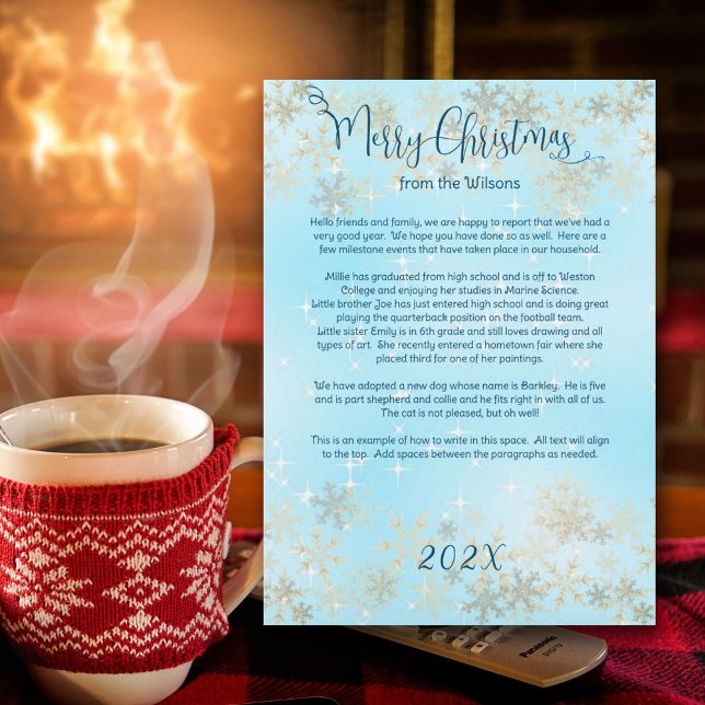 Christmas Newsletter Blue Snowflakes Dated Invitation (Creator Uploaded)
