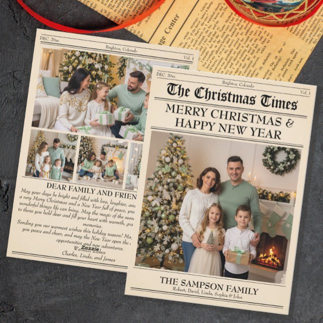 Christmas Newsletter Family Photo Newspaper Holiday Card (Creator Uploaded)