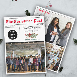 Christmas Newsletter Newspaper Business Corporate  Holiday Card