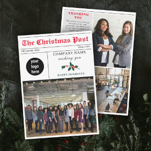 Christmas Newsletter Newspaper Business Corporate  Holiday Card