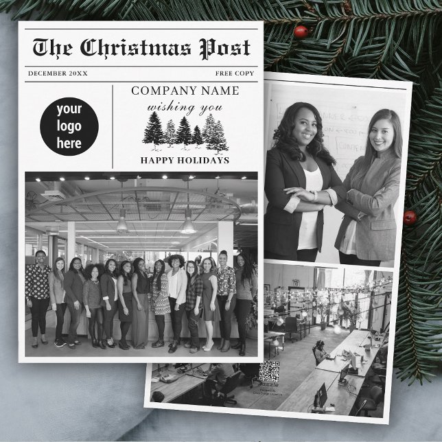 Christmas Newsletter Newspaper Business Corporate  Holiday Card (Christmas Newsletter Newspaper Business Corporate Holiday Card)
