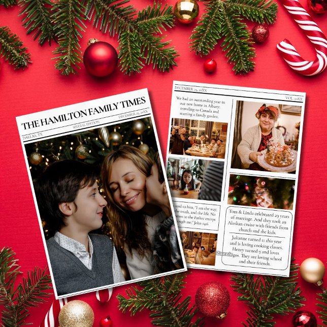 Christmas Newspaper 6 Photos Holiday Card (Creator Uploaded)