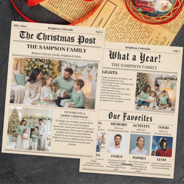 christmas newspaper photo collage holiday card (Creator Uploaded)
