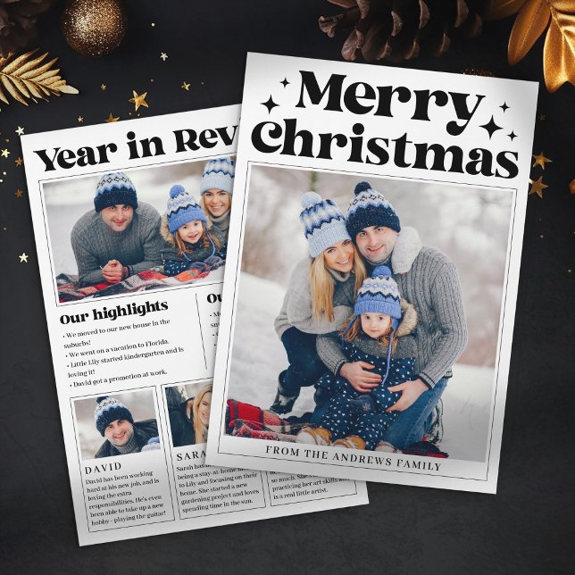 Christmas Newspaper Year in Review Family Photo Holiday Card (Creator Uploaded)