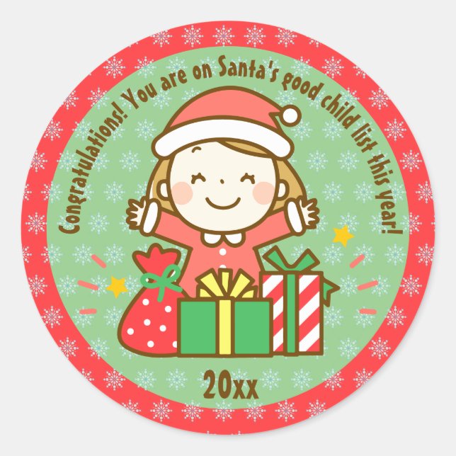 Christmas Nice List Kids Gift From Santa Clause Classic Round Sticker (Front)
