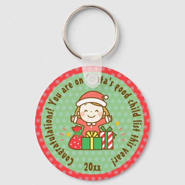 Christmas Nice List Kids Gift From Santa Clause Key Ring (Front)