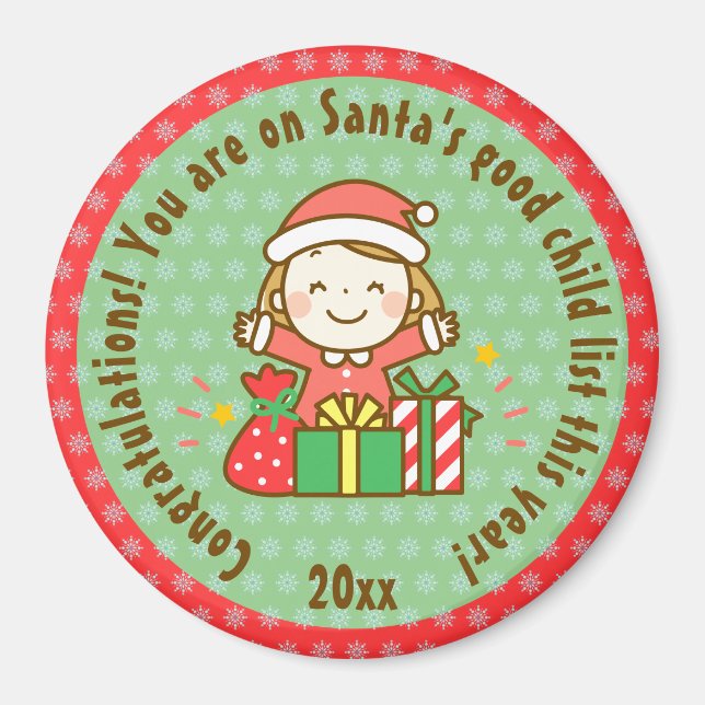 Christmas Nice List Kids Gift From Santa Clause Magnet (Front)