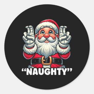 Christmas Nice List Santa Naughty Funny Christmas  Classic Round Sticker