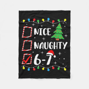 Christmas Nice Naughty 67 Brainrot Funny 6-7 Meme  Fleece Blanket