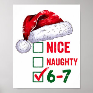 Christmas Nice Naughty 67 Brainrot Funny 6-7 Meme Poster